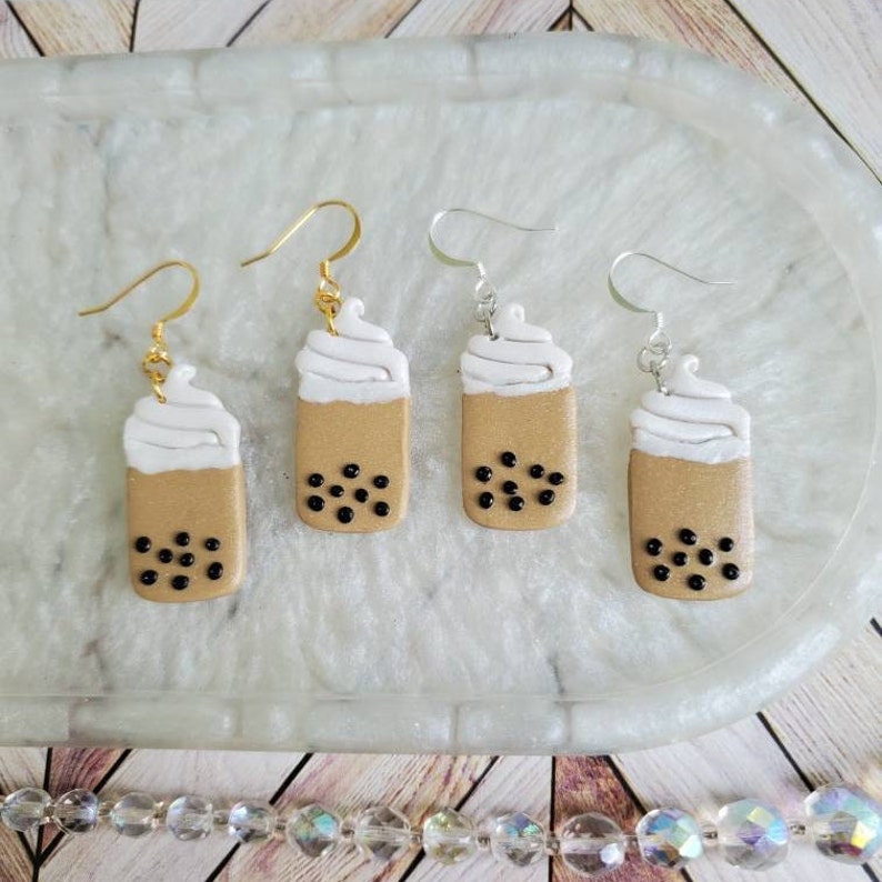Boba Drink Dangly Earrings Milk Tea Kawaii Fashion Jewelry Etsy