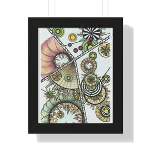 Paisaje urbano abstracto original de Parth Art, póster vertical enmarcado, decoración de pared moderna, arte para la oficina en casa, impresión geométrica colorida