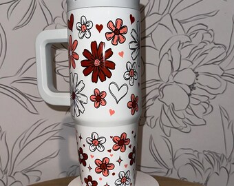 Pink and Red Floral 30 oz Cup