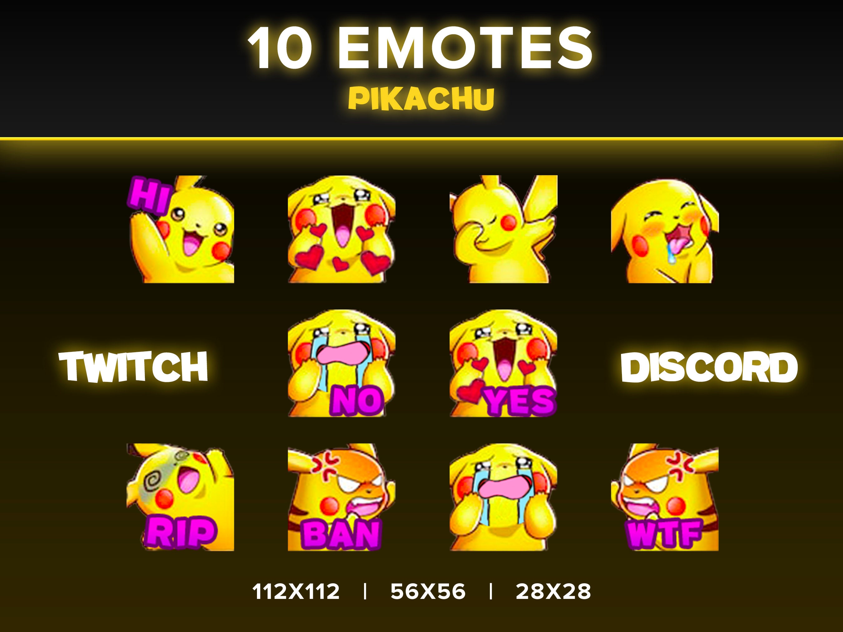 10 Pikachu Emotes Cute Pokemon Emote Pack for Twitch or - Etsy