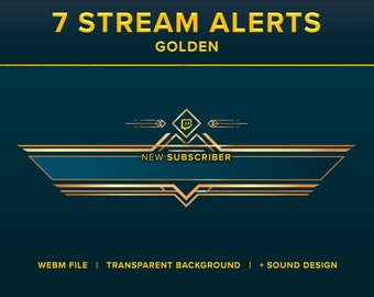 7 Goldene animierte Twitch Alarme | League of Legends inspirierte Stream-Alerts für Twitch, OBS, YouTube | Gaming Overlay für Streamer