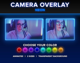 Animiertes Neon Kamera Overlay Twitch | Individualisierbar Farbe | Webbordüre Stream