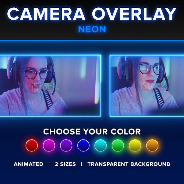 Animated Neon Camera Overlay Twitch | Customizable Color | Webcam Border Stream