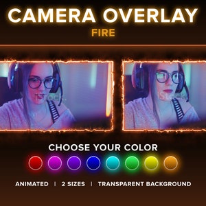 Animated Fire Camera Overlay Twitch | Customizable Color | Webcam Border Stream