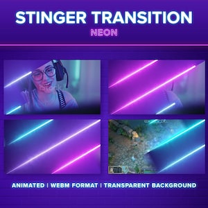 Transition Neon Lights Stinger Stream | Pink & Cyan Sci-Fi Cyber Futuristic | Pastel Light Glowing Animated | OBS Twitch Streaming