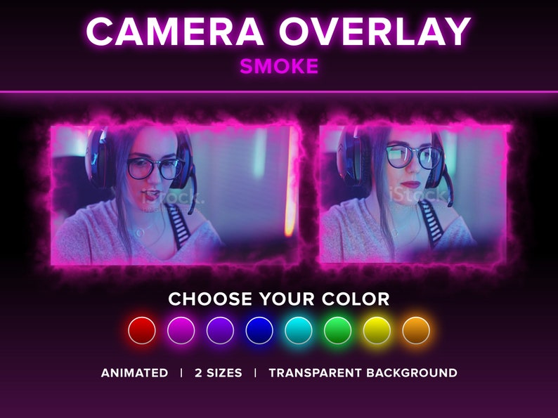 Smoke Camera Background Vector Animated Smoke Camera Overlay Twitch | Customizable Color | Webcam ...