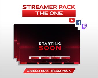 Red Neon Animated Twitch Stream Pack | Professional Overlay