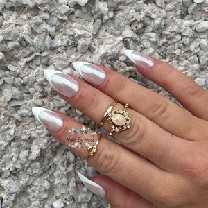 French Glazed Press on nails | Acrylic Nails | False Nails| Stick on Nails| Glazed Chrome|