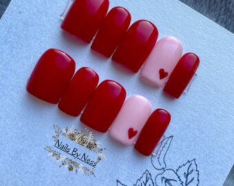 Buy Reusable Hand Painted Press on Nails Red and Light Pink Online in India - Etsy Buy Reusable Hand Painted Press on Nails Red and Light Pink Online in India - Etsy