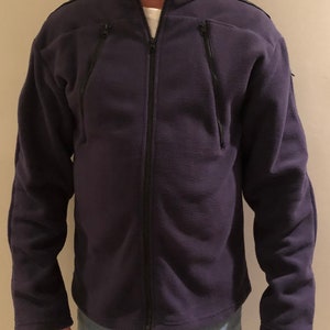 Full length zippered, dual pocket fleece jacket for dialysis, chemo or infusion treatments. (Navy Blue)