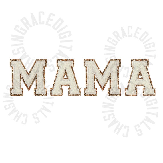 Mama Varsity Letters PNG White Gold Glitter Rhinestone - Etsy