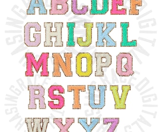 Varsity Letters, alfabet, instant download, digitale download, retro, glitter, western