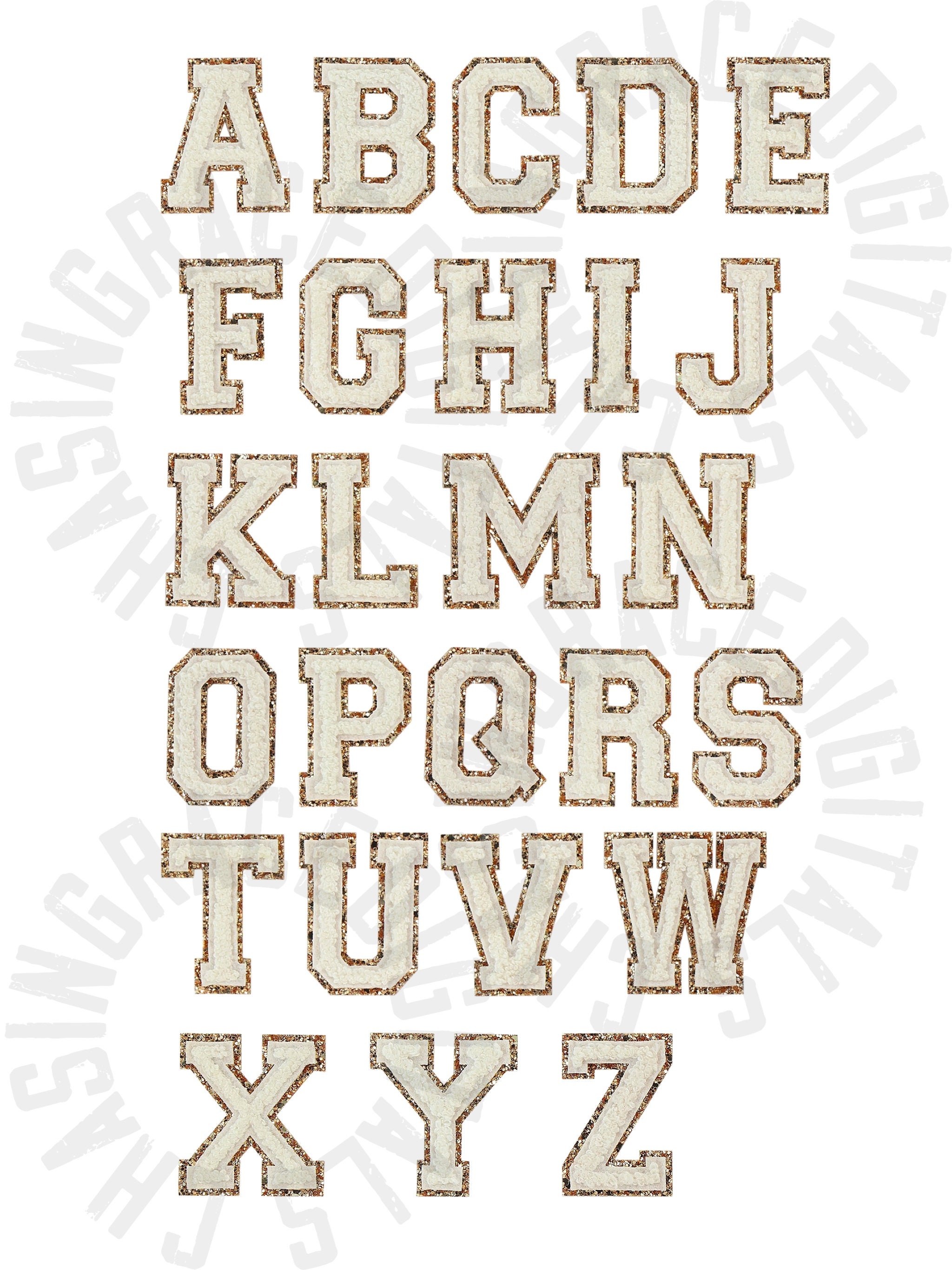 9-306 Classic Alphabet & Punctuation - Gold Ultra Glitter 3 Inch