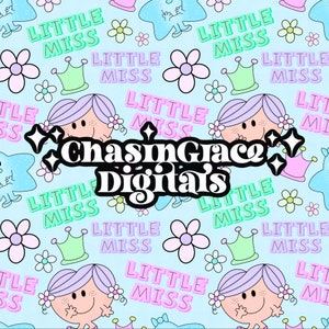 Little miss girl, seamless file, digital download, seamless download, trendy, retro, queen, girly, digital paper