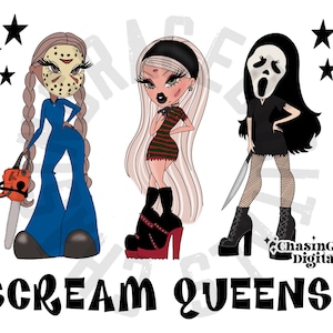 Halloween dolls, mashup, PNG, digital download, horror, spooky, dress up, cute, trendy