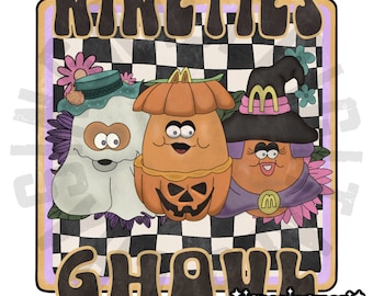 Vintage Halloween, PNG, digital download, horror, nuggets, retro Halloween, hippie Halloween,90s ghoul, vintage, floral, sublimation