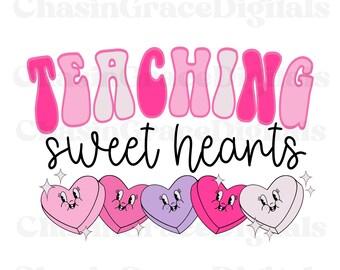 Valentijnskaarten PNG, lesgeven aan liefjes, liefde, leraren, digitale download, harten, roze, trendy, preppy, glitters, Valentijnsdag, zoet