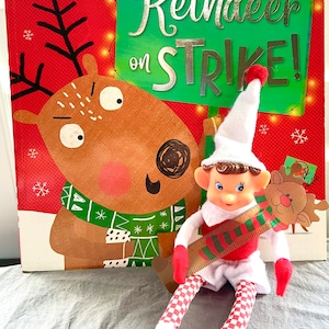 Elf Prop, Reading Elf, Reindeer on Strike, Elf Kit, Elf Ideas, Elf Scenes, Build Your Own Elf Kit, Elf Accessories