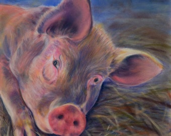 Luci le cochon, affiche DIN A4, impression à partir de l'image originale