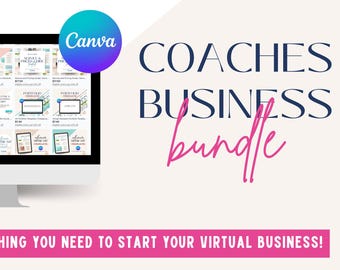 Business-Paket für Coaches | Bearbeitbare Canva-Vorlage: Willkommensleitfaden, Preisliste, Fortschrittsbericht & Portfolio | Coaching-Kundenpaket