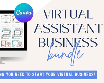Pacote para Negócios de Assistente Virtual | Guia de Boas-Vindas Editável no Canva, Guia de Preços, Relatório Analítico e Portfólio | Kit para Clientes de Assistente Virtual