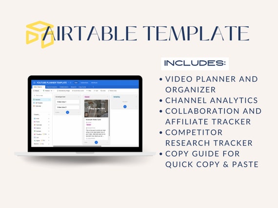 Youtube Planner Template Airtable Template Social Media Planner Content  Calendar Content Planner Digital Planner - Etsy