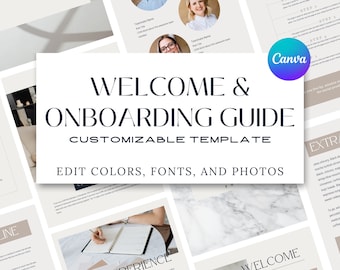 Willkommensleitfaden für virtuelle Assistenten | Bearbeitbares Canva-Onboarding-Kit für Kunden | Willkommenspaket für VA-Unternehmen