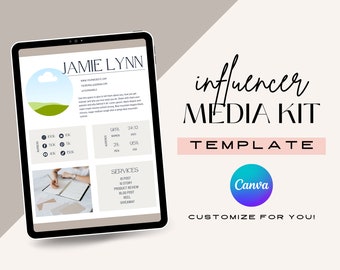 Blogger-Medienkit-Vorlage | Bearbeitbare Canva-Influencer-Pressemappe | Multiplattform-Preisliste