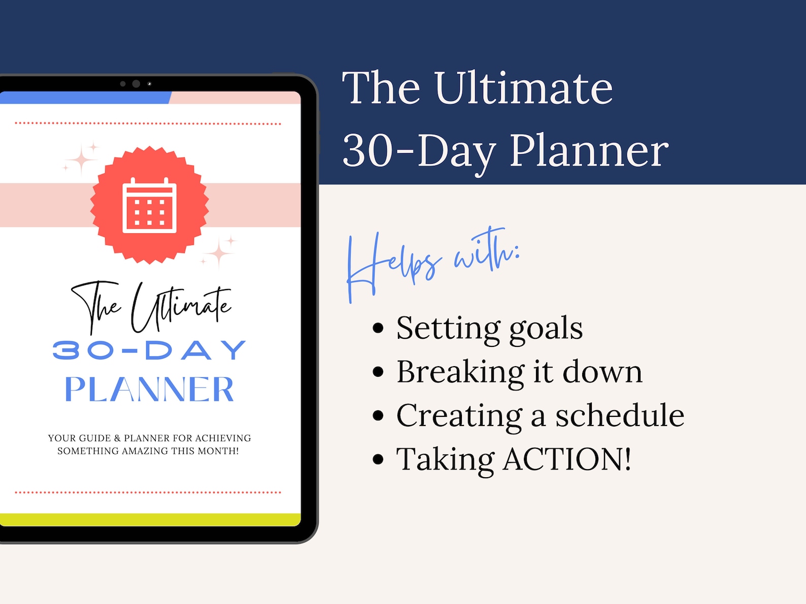 The Ultimate 30 Day Goal Planner TEMPLATE Goal Planner | Etsy