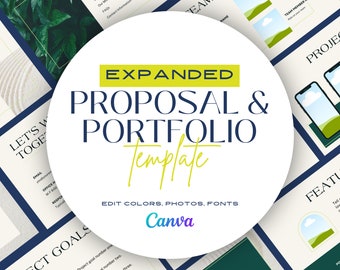 Modelo de proposta e portfólio para assistente virtual | Kit de cliente Canva editável e expandido | Modelo de proposta comercial para assistente virtual