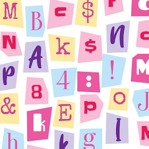 Digitale Zeitschrift Buchstaben - PNG transparent, Alphabet Symbole Clip Art - Pastell Sublimation PNG Anonyme Buchstaben, Lösegeld ABC Nummer