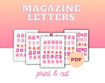 Do wydrukowania Pobierz PDF Czasopismo Litery - Liczby alfabetyczne, Ransom Note ABC, dziennik śmieciowy, materiały dla nauczycieli, rzemiosło do druku, diy, scrapbooking
