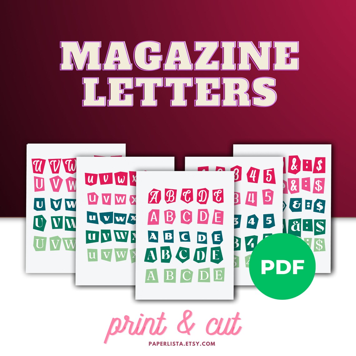 Printable Download PDF Magazine Letters Alphabet Numbers, Ransom Note ...
