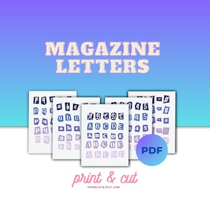 Printable Download PDF Magazine Letters  - Alphabet numbers, Ransom Note ABC, junk journal, teacher material, print craft, diy, scrapbooking