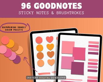 96 Goodnotes Sticky Notes, planner stickers, iPad stickers, digital planner, digital notes, realistic digital stickers, student study notes