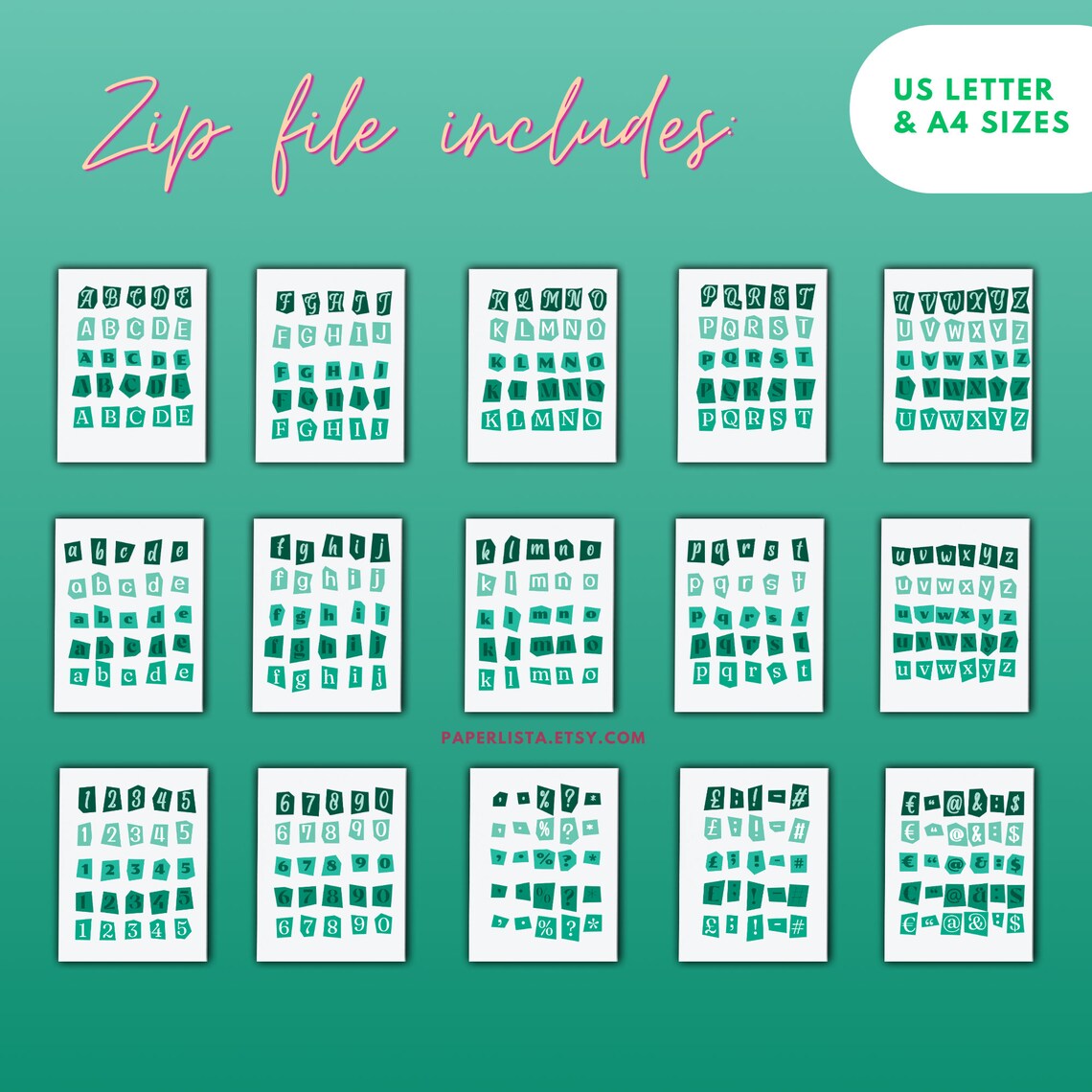 Printable Download PDF Magazine Letters Alphabet Numbers, Ransom Note ...