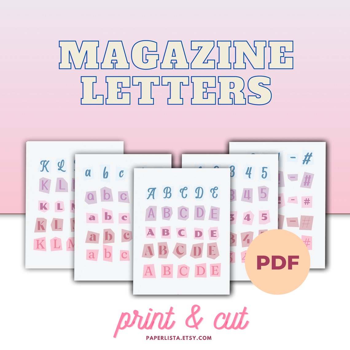 Printable Download PDF Magazine Letters Alphabet Numbers, Ransom Note ...