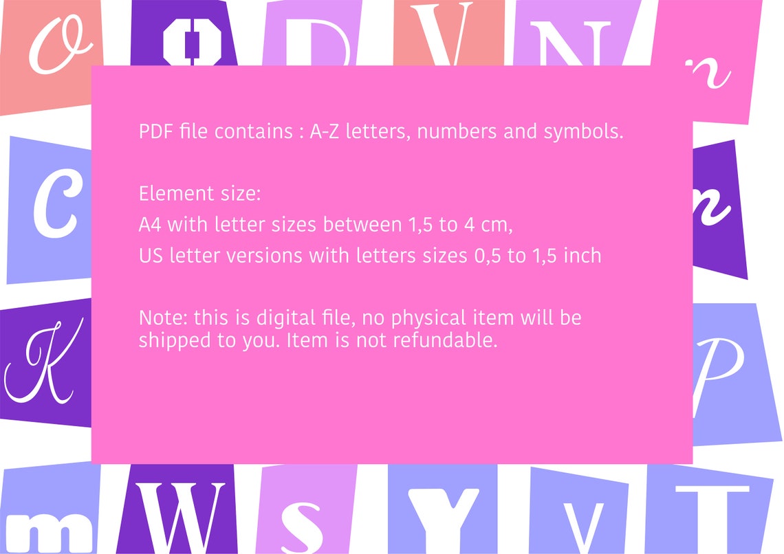 Magazine Letters Printable PDF Alphabet Symbols Anonymous - Etsy