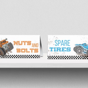 Monster Truck Geburtstagsparty Food Zelt Karten Canva Bearbeitbar Digital Boy Birthday Party Dekorationen Schilder Monster Truck Party Decor