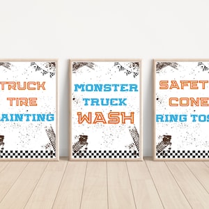 Monster Truck Birthday Party Editable Digital Download Party Activity Signs Boys Birthday Monster Jam Party Decor