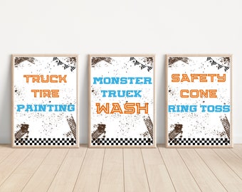 Monster Truck Birthday Party Editable Digital Download Party Activity Signs Boys Birthday Monster Jam Party Decor