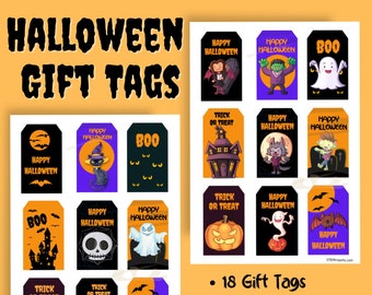 Halloween Gift Tags, Printable Gift Tags, Halloween Favor Tags, Spooky, Creepy, Trick or Treat, Print at Home, Party Favor, Instant Download