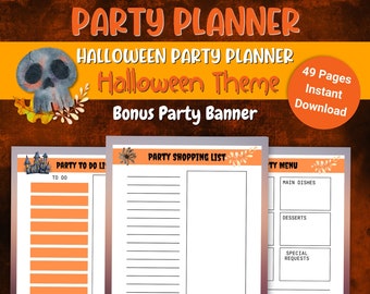 Halloween Party Planner, Printable Party Planner, Halloween Schedule, Halloween Printable, Print at Home, Instant Download