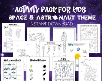 Space Printable Activities, Space Games, Space Coloring Pages, Astronaut Printable Puzzles for Kids, Solar System Printable, Print at Home