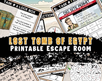 Printable Escape Room for Kids, Egypt Game,  Puzzles for Kids Family Game Night, Escape Room at Home, pdf download