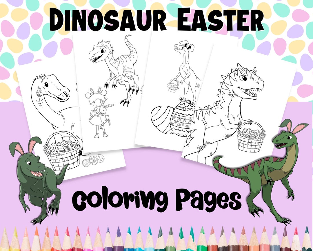 Dinosaur Easter Coloring Pages, Dinosaur Easter Basket Stuffer, Easter