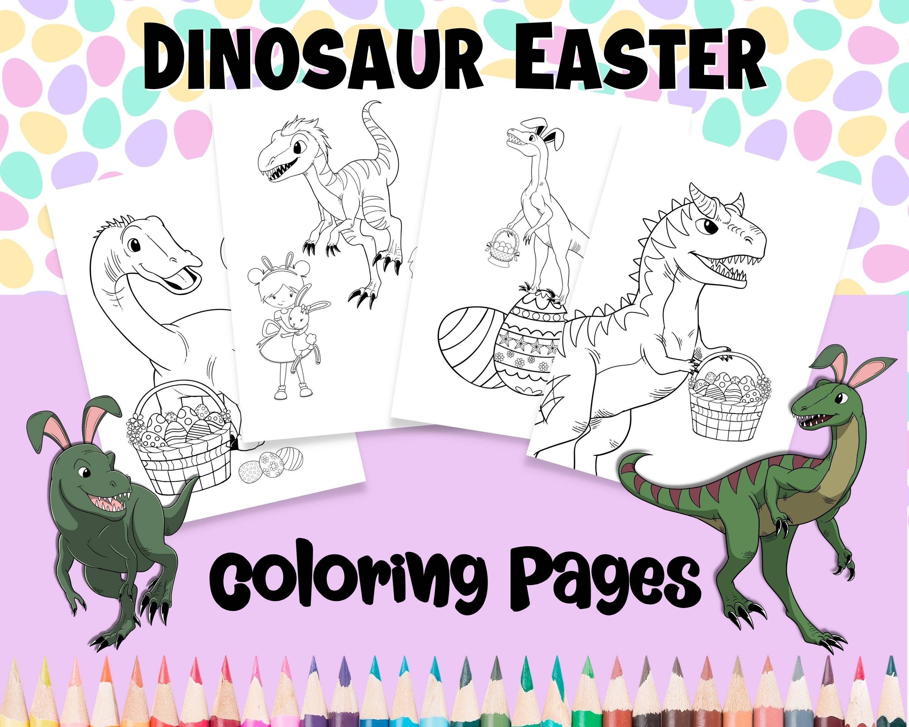 Dinosaur Easter Coloring Pages, Dinosaur Easter Basket Stuffer, Easter