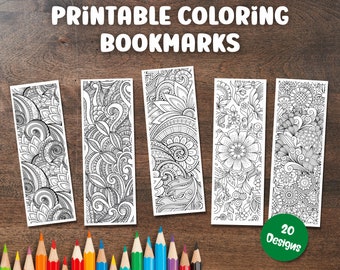 Printable Coloring Bookmarks, Printable Bookmark, Paisley Print & Floral Design, Printable Gift, instant download, pdf print, print at home