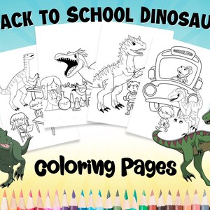 Back to School Dinosaur Coloring Pages, Printable Coloring for Kids, Dinosaur Printable Back to School Coloring Pages, pdf download