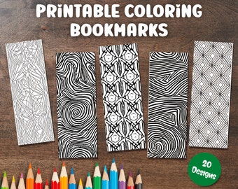 Printable Coloring Bookmarks, Printable Bookmark, Abstract Coloring Pages, Printable Gift, instant download, pdf print, print at home
